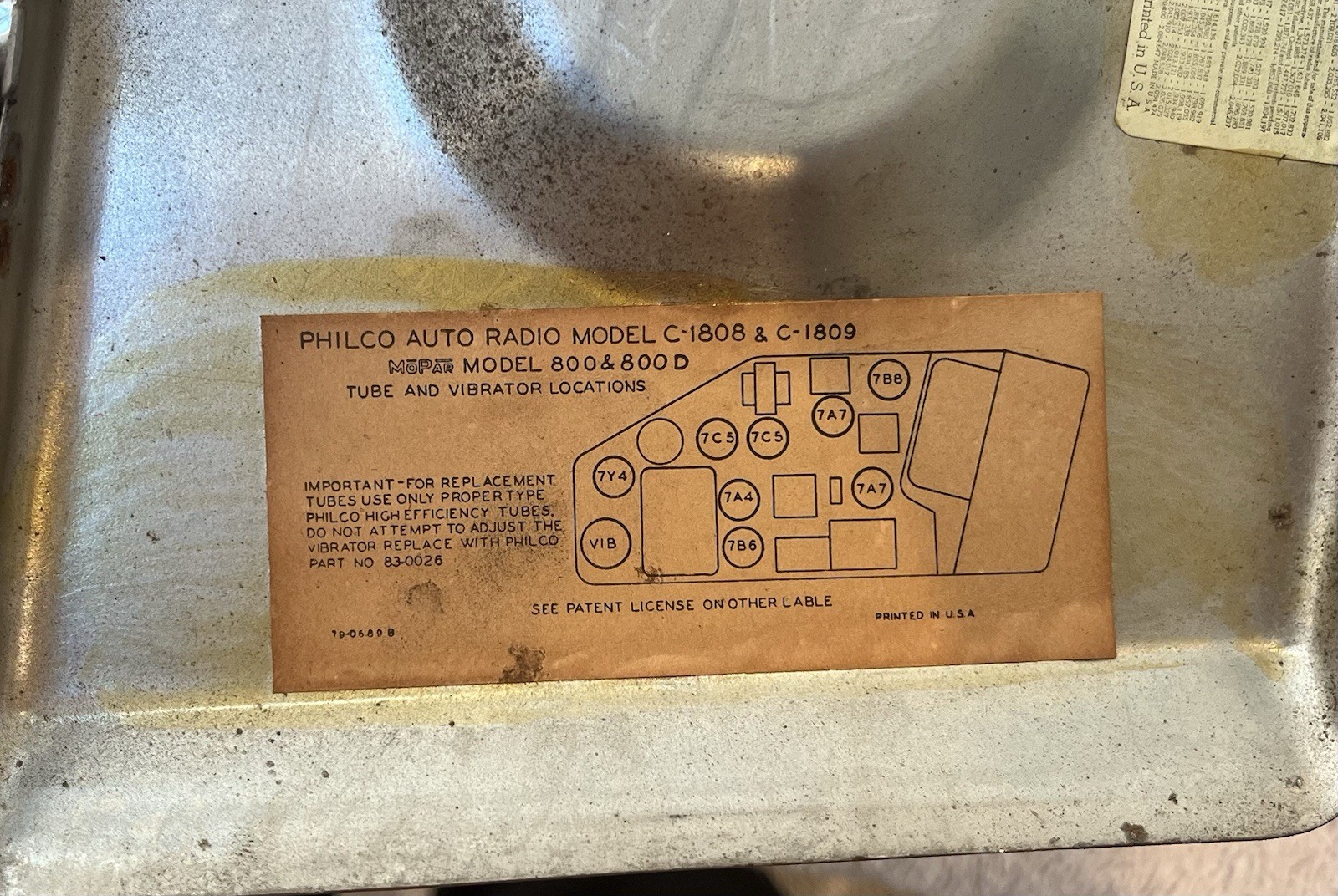 Mopar Model 800 Radio 1940s Plymouth, Chrysler, Dodge, Desoto, Great Condition