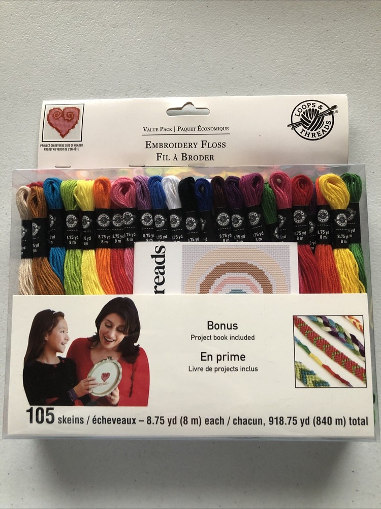 Loops & Threads Embroidery Floss - Value Pack, 105 Skeins, NEW