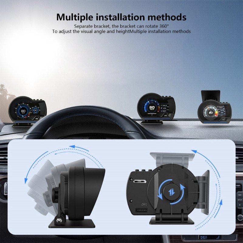 Double Mode Vehicle Dashboard HUD Instrument OBD Diagnostic Tool Speed Tracking
