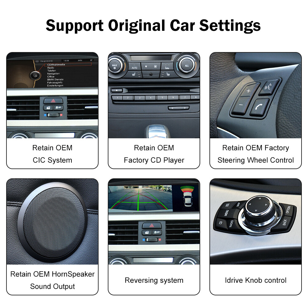 For BMW With CIC 3 5 Series E90 E91 E92 E93 E60 E61 Wireless CarPlay TouchScreen