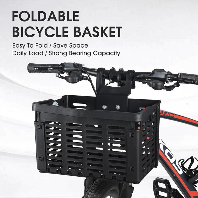 Foldable Bike Front Rear Basket Bicycle Handlebar Rack Pack Carrier Basket Black