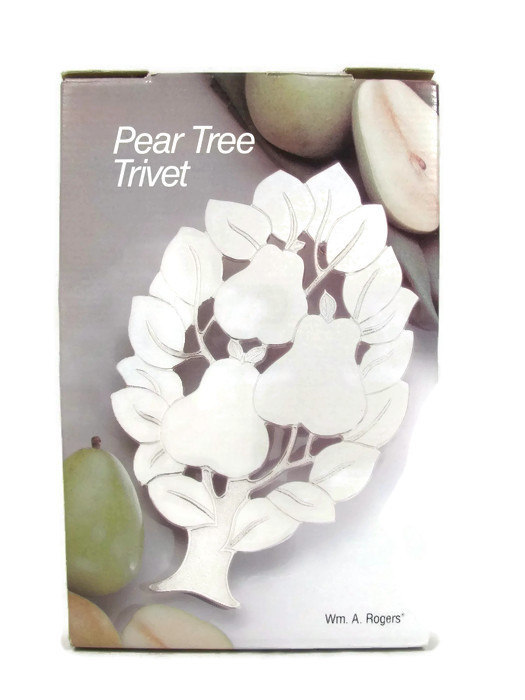 Wm A Rogers Pear Fruit Tree Trivet Silver Plated Wall Hanging