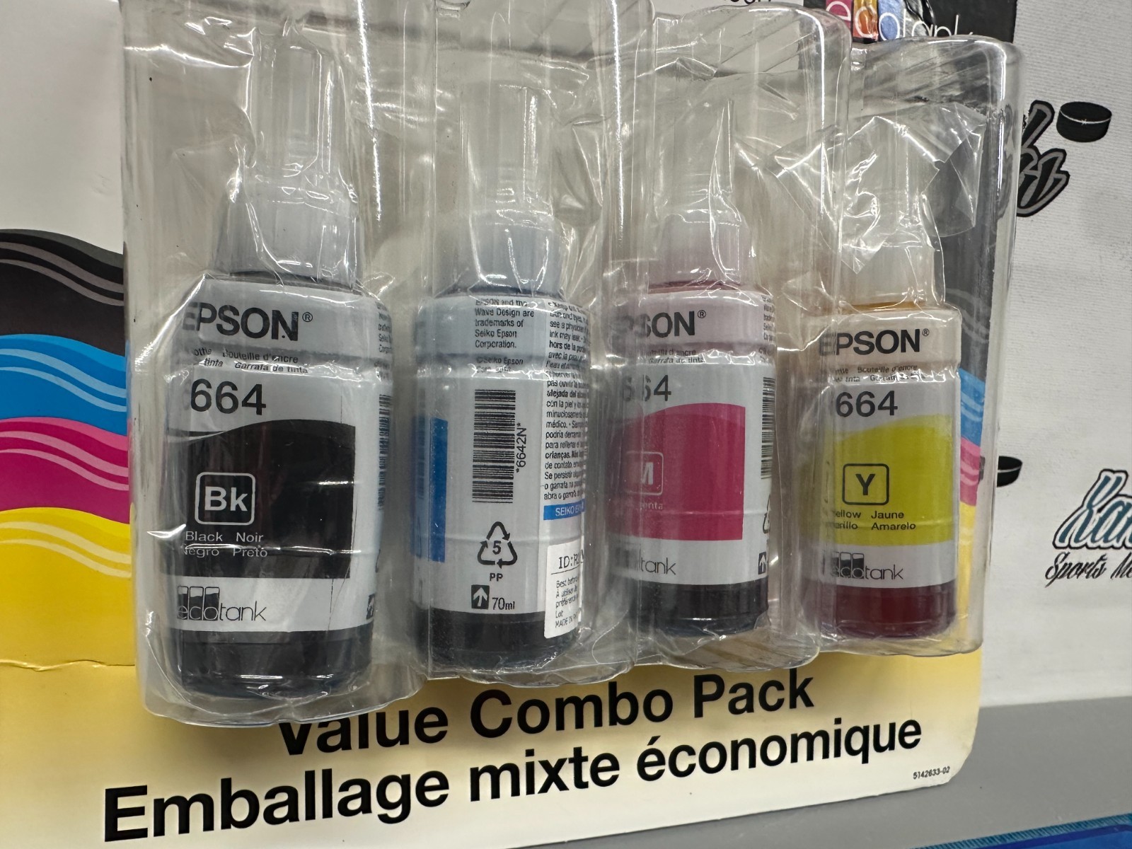 Epson 664 Ecotank Combo 4-Pack Ink Black Cyan Magenta Yellow - 04/2021 New