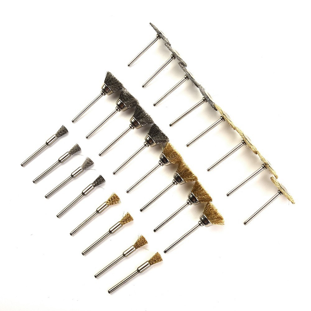 24pcs Soft Rotary Tool Brass Wire Brush Cleaning Polishing Dusting Set Element
