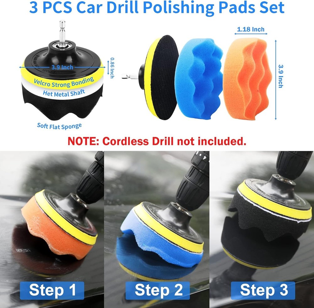 Auto Car Cleaning Kit 22Pcs Car-Cleaning-Tool-Set Drill not include