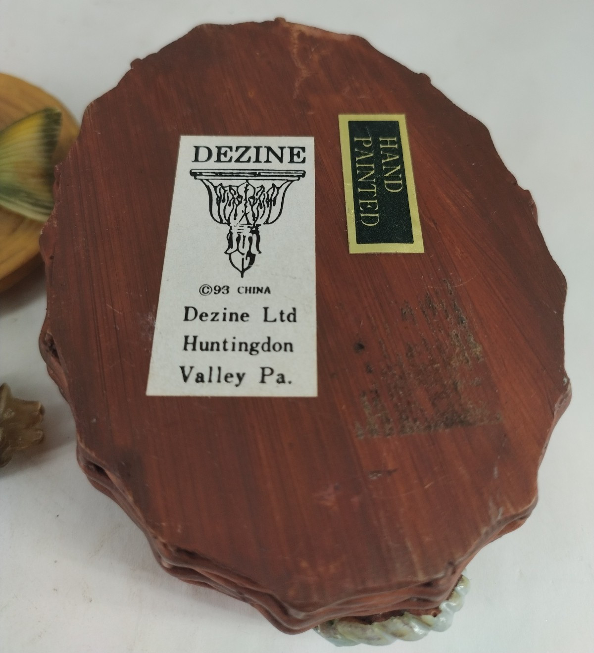 Dezine Hand Painted Trinket Box Fish Perch Real Rattlesnake Rattler Inside B2