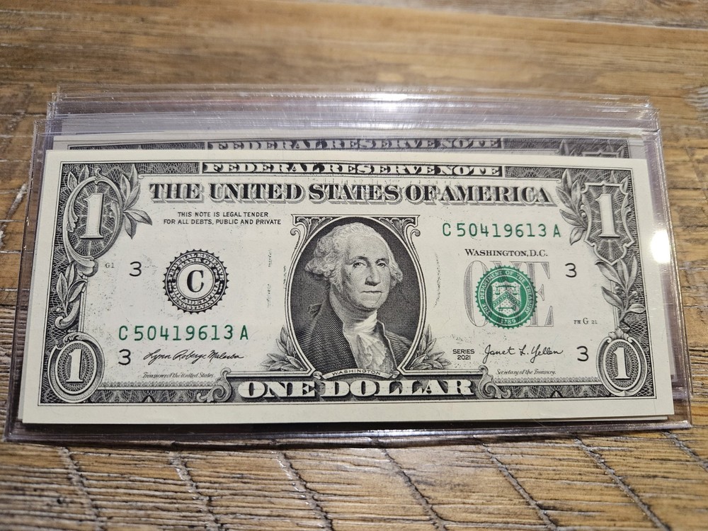 Series 2021 $1 Error Notes Offset Printing/ Transfer Error 7 Notes Uncirculated