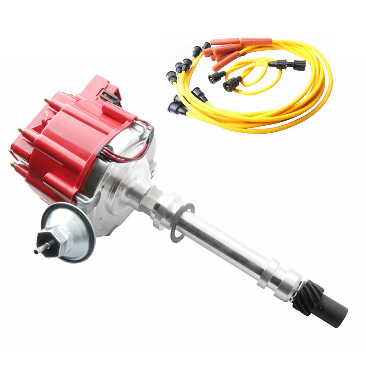 HEI Ignition Distributor w/ Spark Plug Wires Combo Set For Chevy SBC 350 BBC 454