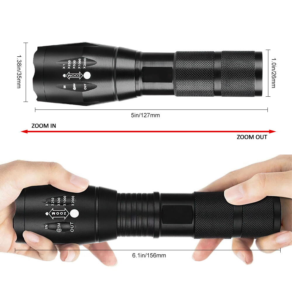 2-Pack Super-Bright 90000LM Light Lamp LED Tactical Flashlight 5 Modes Zoomable