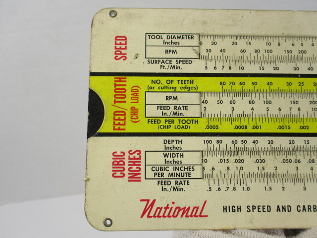 1964 NATIONAL TWIST DRILL Speed & Feed Calculator Selector Computer HSS Carbide