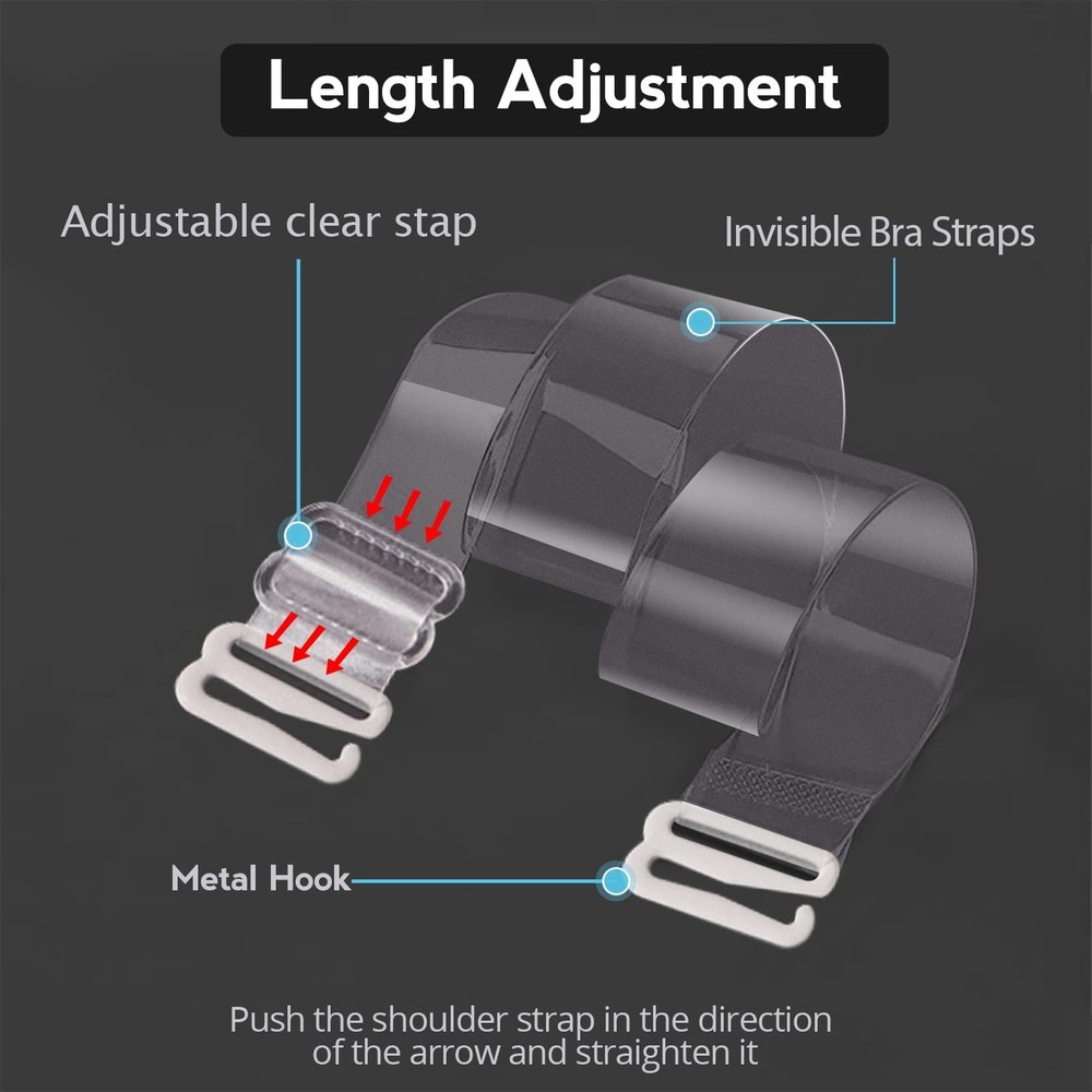 GUKOY Clear Bra Strap Invisible Adjustable Shoulder Strap, 4 15MM,
