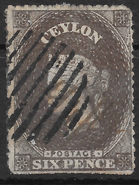 CEYLON SG31 1861 6d DEEP BROWN USED