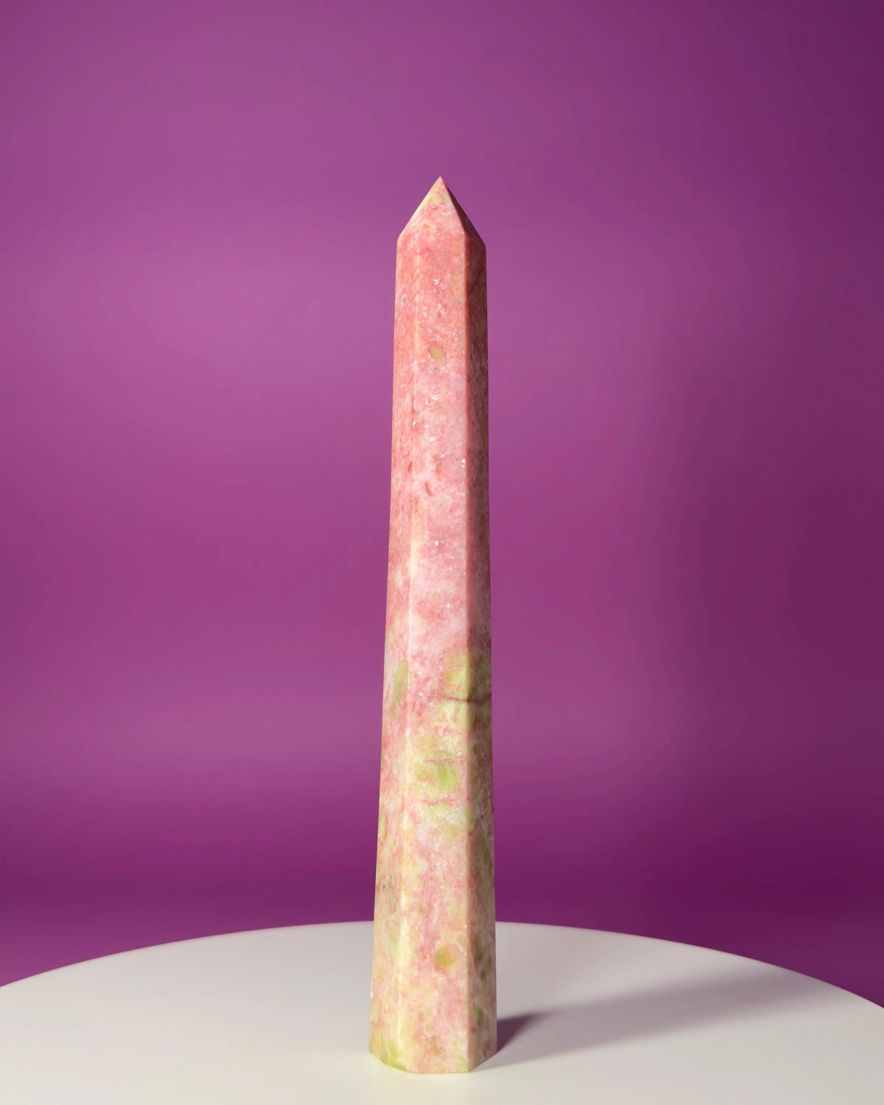 Thulite Tower 524g 10" Pink Crystal Tower Rare Norwegian Stone