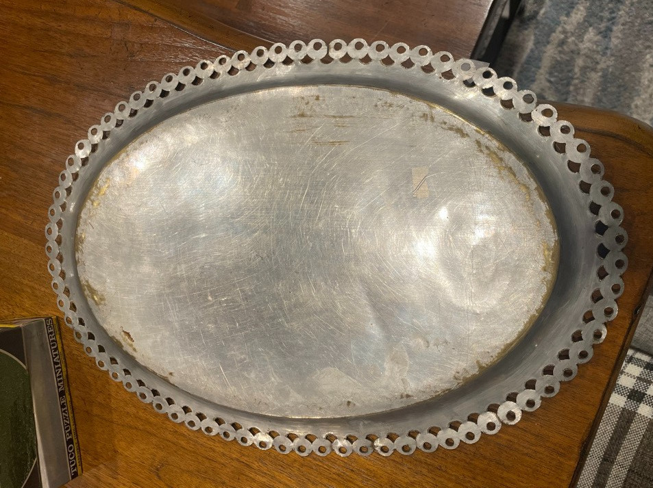 Antique Turkish/Middle Eastern Design Etched silver Brass platter/tray