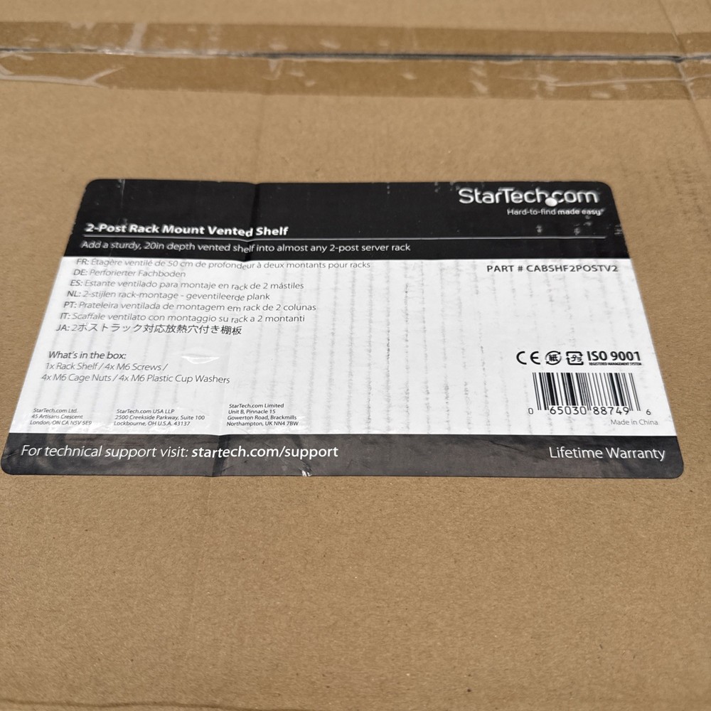NEW StarTech 2 Post Vented Server Rack Shelf Mount Up to 75 lb. CABSHF2POSTV2