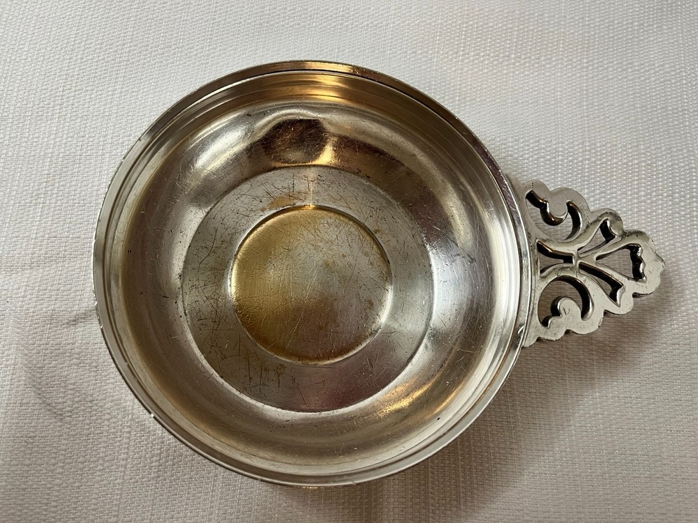 International Silver Co.Vintage Silverplate Porringer Bowl Ornate Handle Rustic
