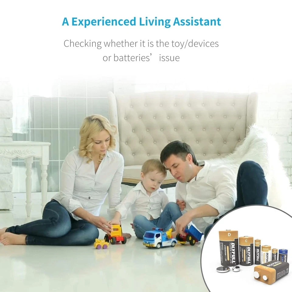 Battery Tester, Dlyfull LCD Display Universal Battery Checker for AA AAA C D 9V