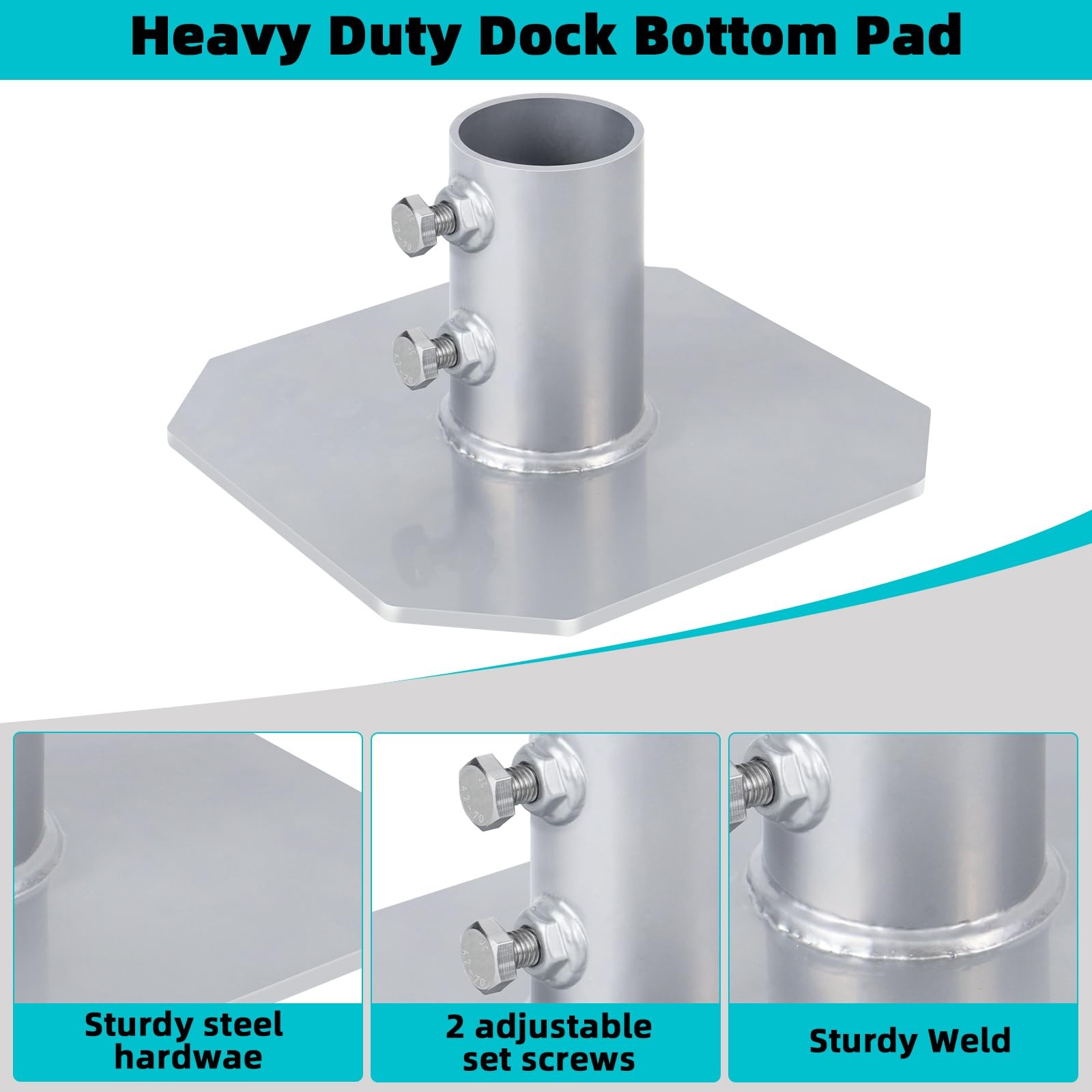 2 Pack Stationary Dock Bottom Pad,Stationary Base Plate,Floating Silver