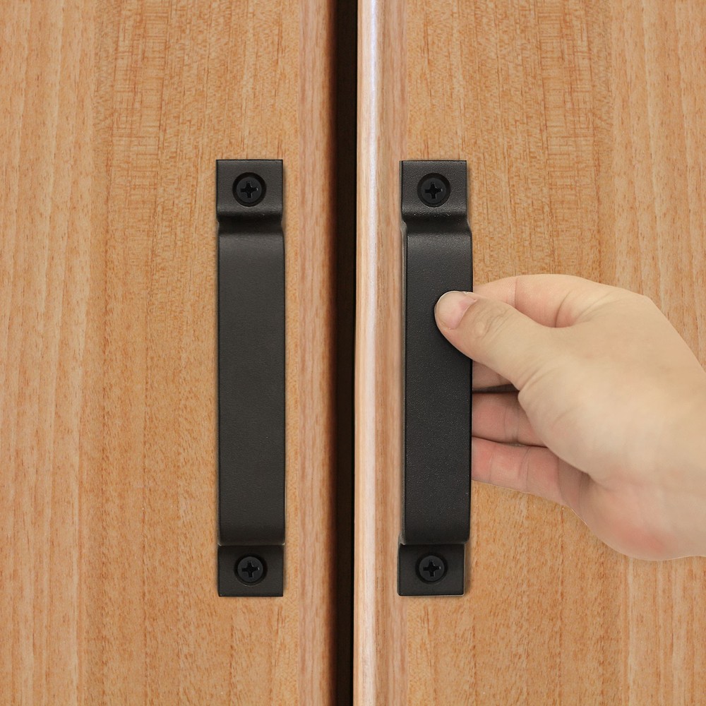 1 Pcs Barn Door Handle, 9.8 Inch Gate Handle, Pull Handle with Screws, Black