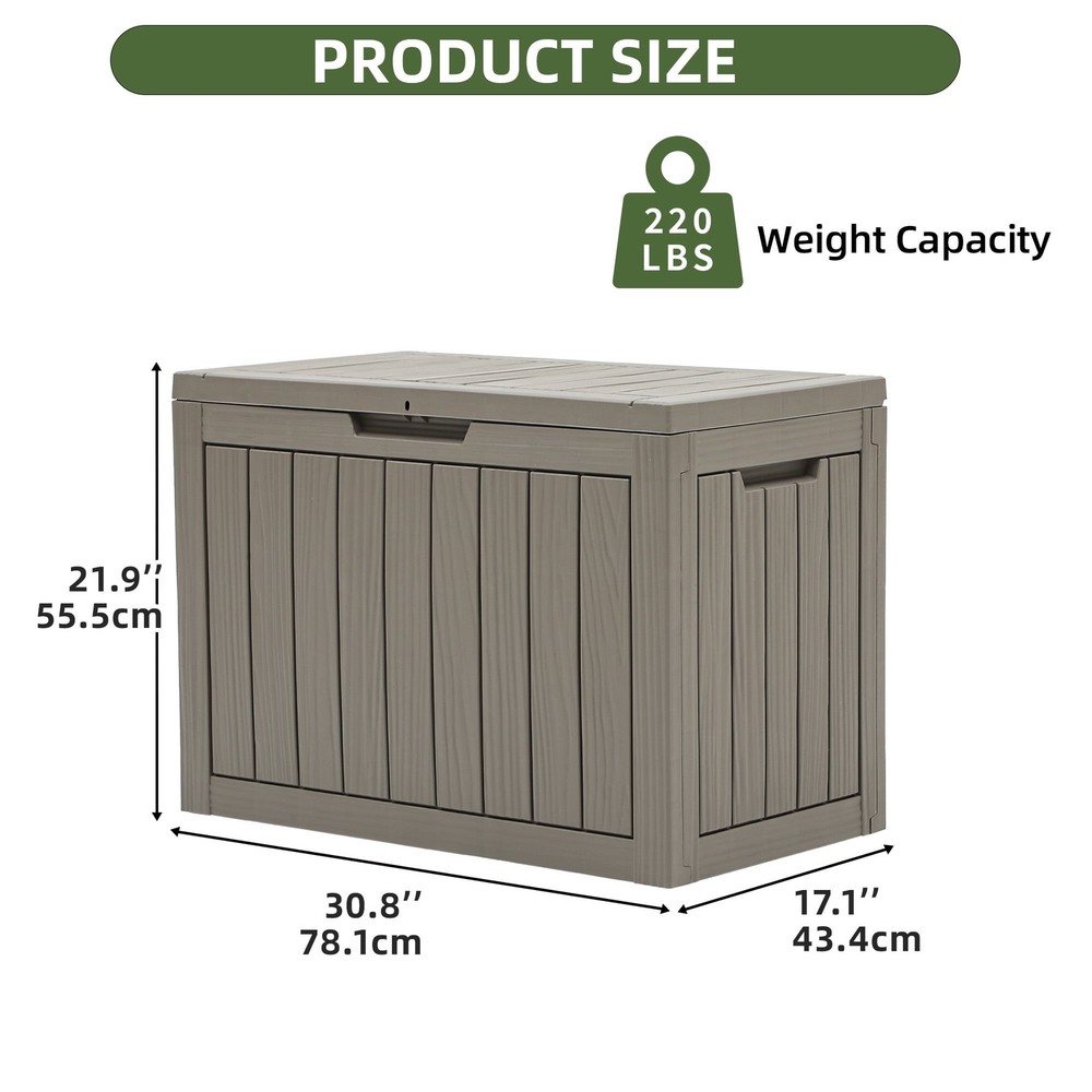45 Gallon Outdoor Resin Deck Box, Waterproof Storage Box, Lockable, Brown