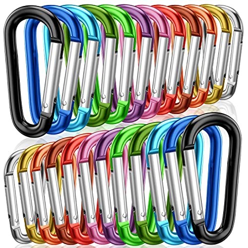 2" Aluminum D Ring Carabiners Clip D Shape Spring Loaded Gate Small Assorted