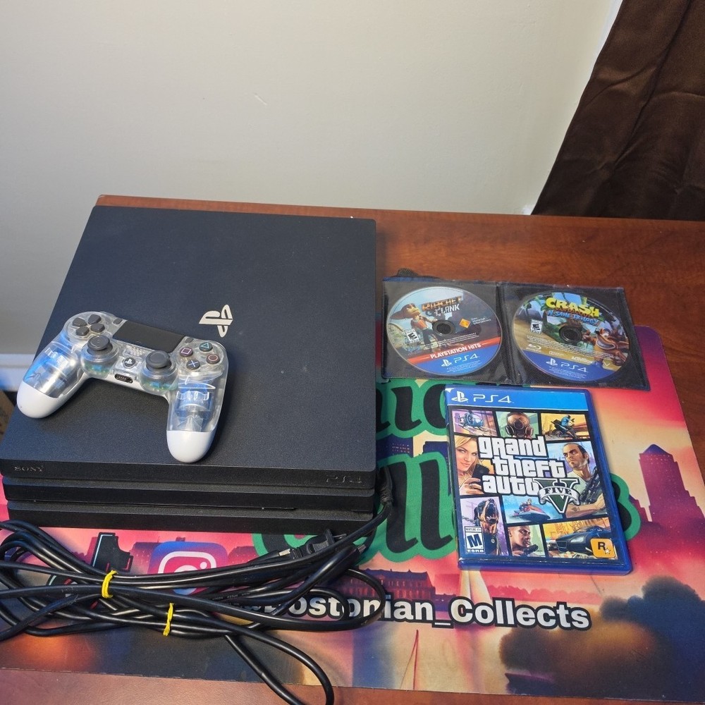 Sony Playstation 4 Pro 1tb Console Bundle With 3 Games & Clear Controller Ps4