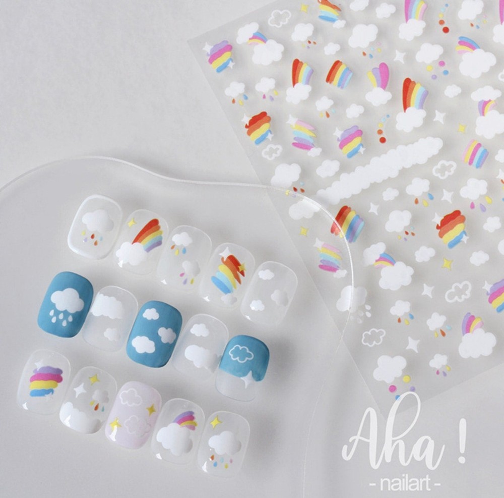 Rainbow Cloud Day 2D Nail Art Stickers (001)