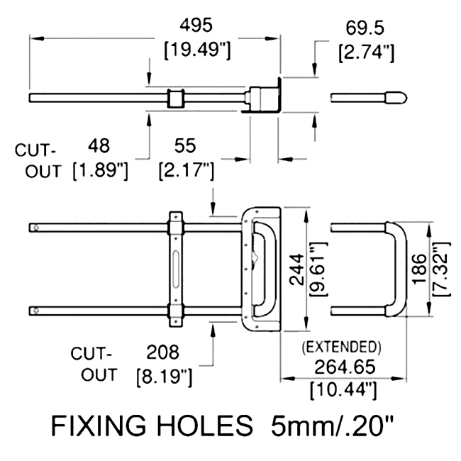 Pair Penn Elcom H2017 Recessed Pull-Out Handle Kit 17" Extension Molded Grip