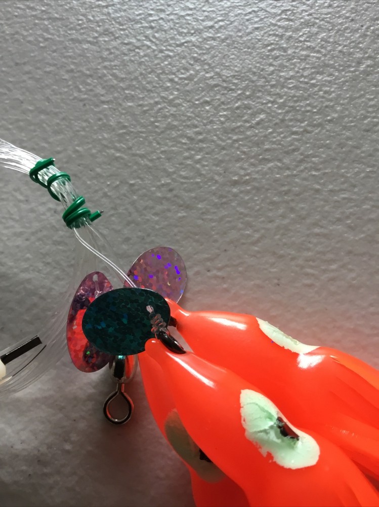 Deep Sea Cod Pollock 3 Hook Flapper Rig 6/0Hooks 12cm Orange Muppet Lures