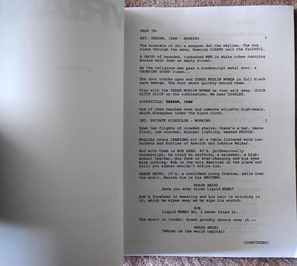 "Syriana" Original Screenplay by Stephen Gaghan Script