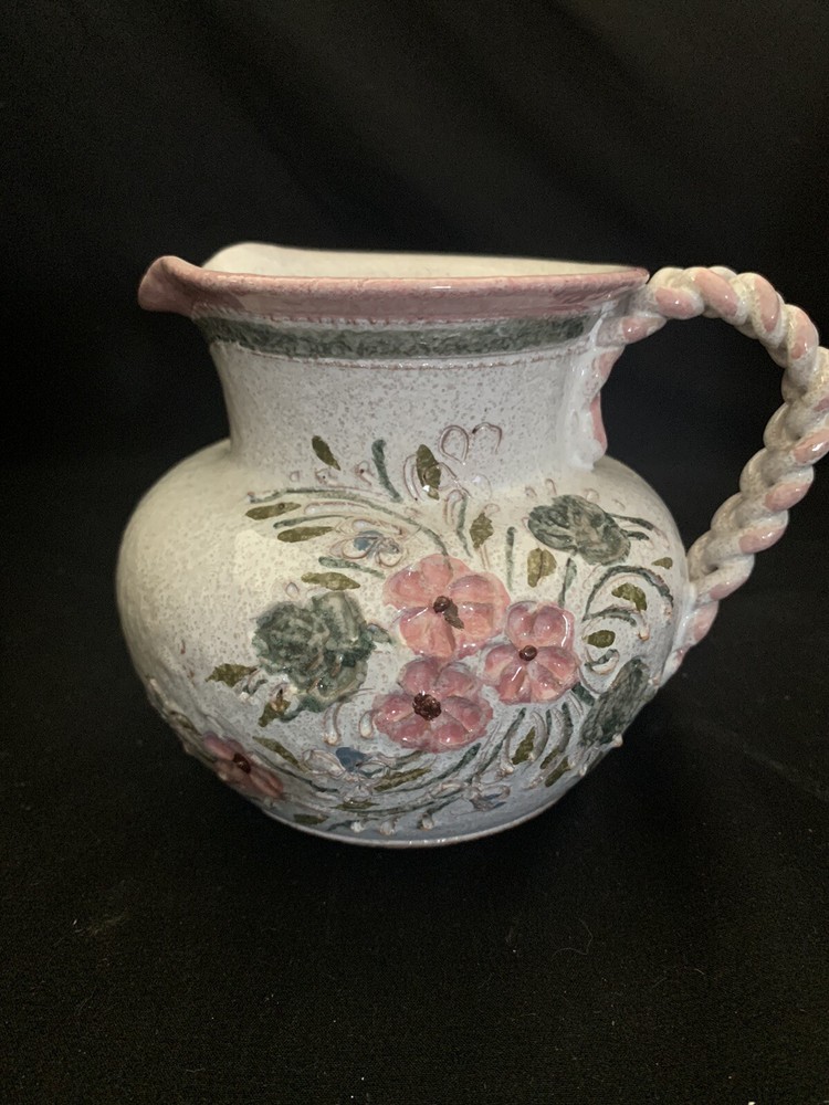 Ainring Keramik 5” Mini Pitcher Flowers Glazed Ceramic Handmade GERMANY