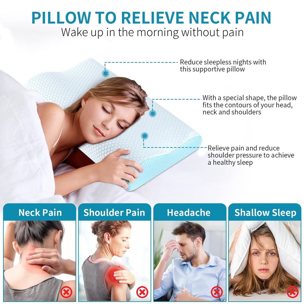 Memory Foam Pillows Neck Pillow Bed Pillow for Sleeping Ergonomic Cervical Pi...