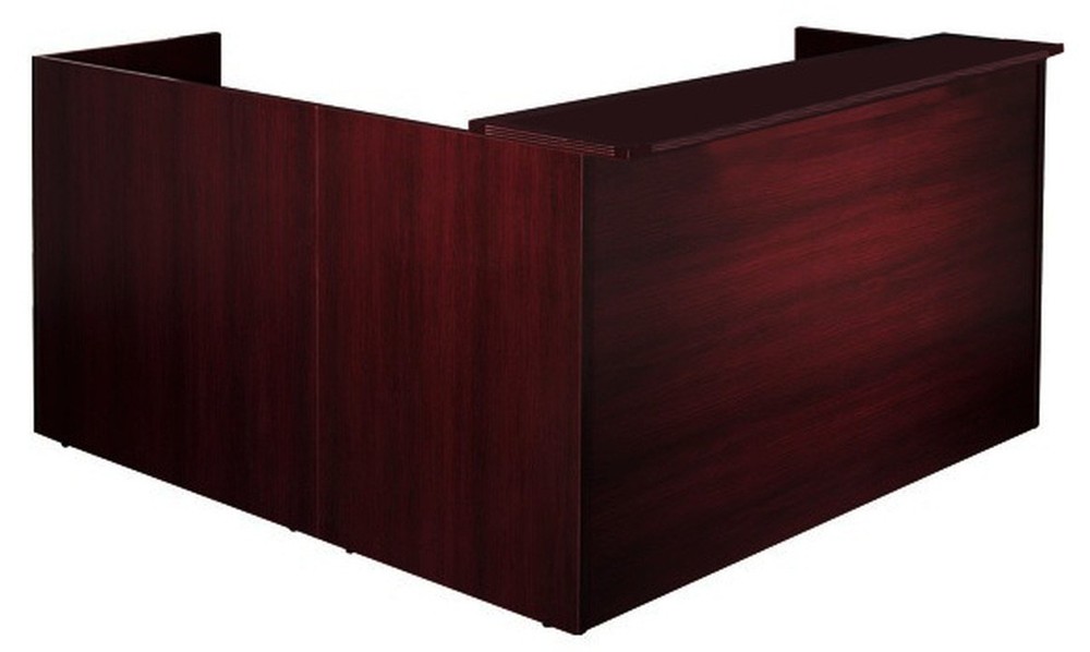 New L-Shape Reception Office Desk Shell with Wood Counter