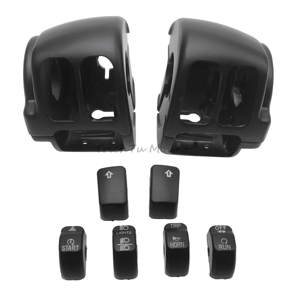 8PCS Handlebar Control Switch Housings Cover Button Caps For Harley Dyna Softail