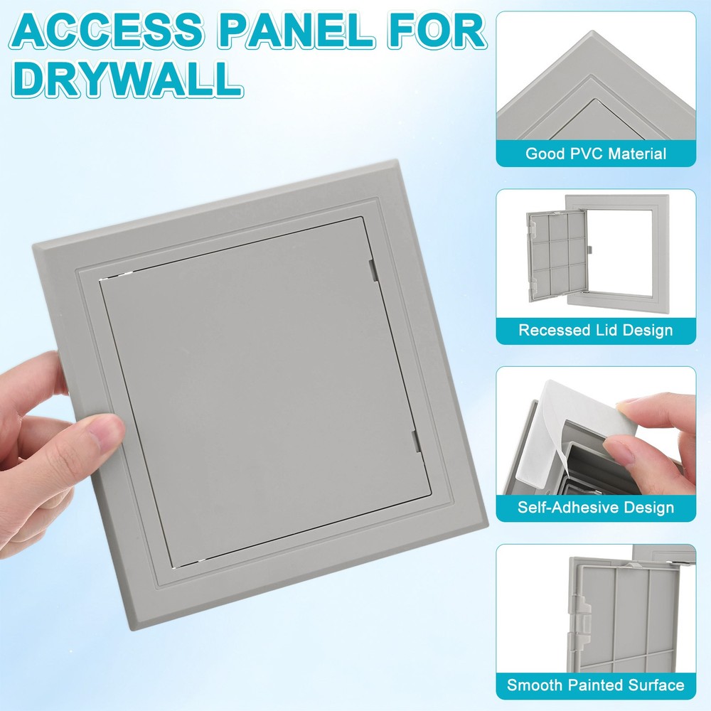 1-Pack Access Panel for Drywall, 5.7x6" Plastic Self Adhesive Cover [Gray]