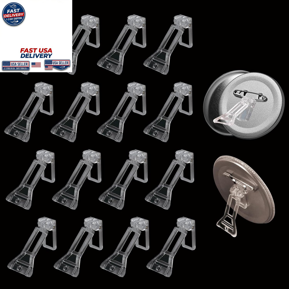20Pc Badge Button Self-Adhesive Foldable Mini Acrylic Base Stand Clear Display