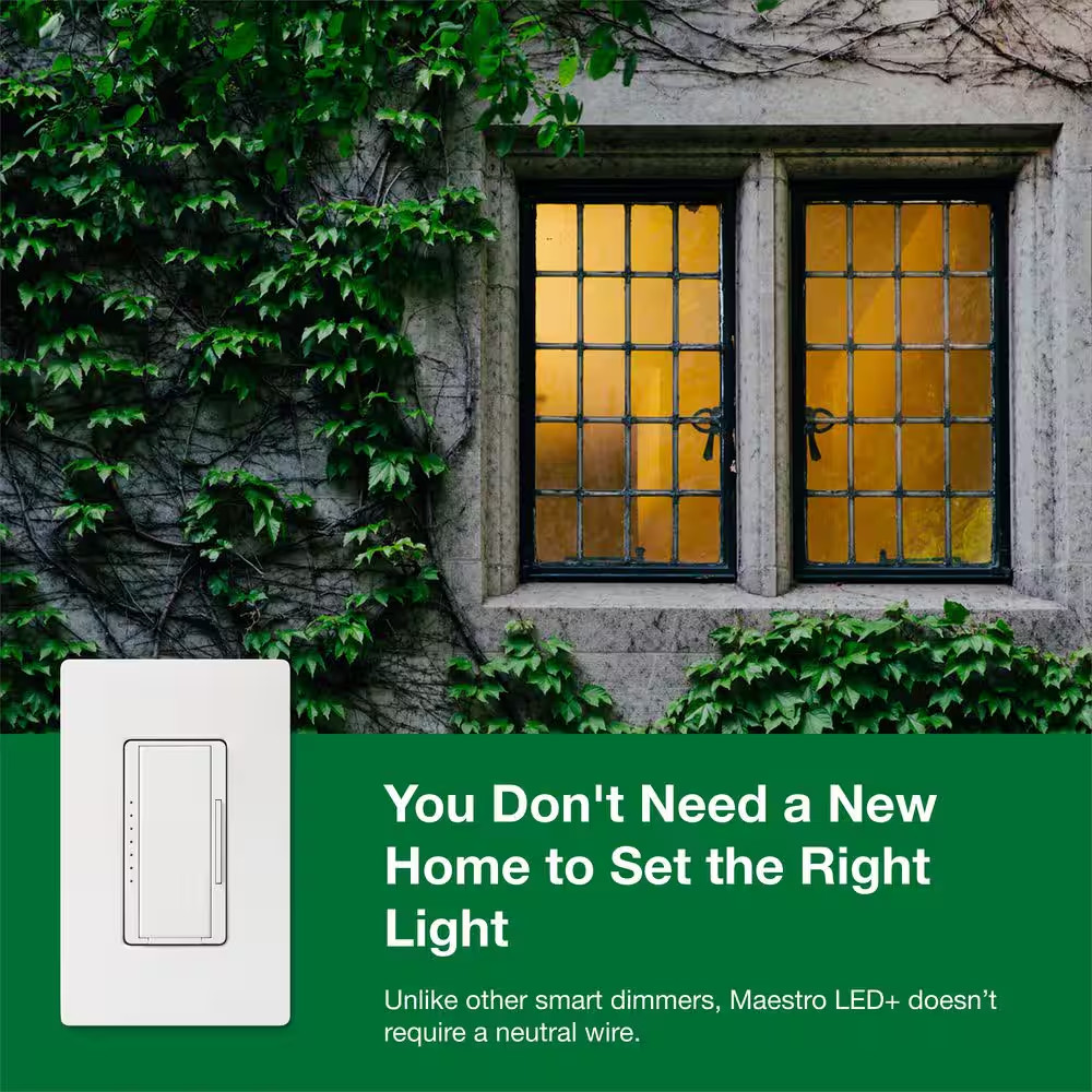 Maestro LED+ Dimmer Switch for Dimmable LED Bulbs, 150W/Single-Pole or Multi-Loc