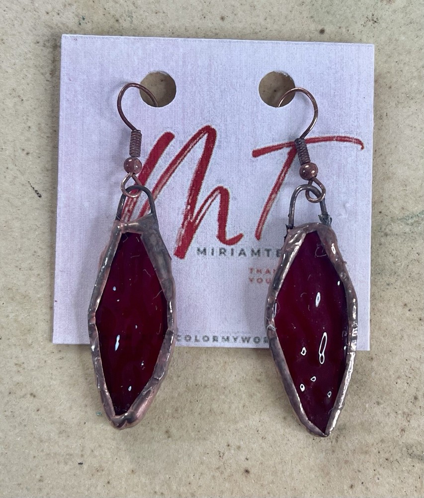 Handmade Red Stainglass Earrings