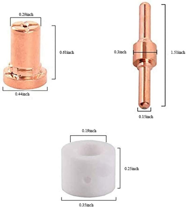 Plasma Cutter Consumables Kit Electrode Tips Nozzle Extended Shroud Shield Cup