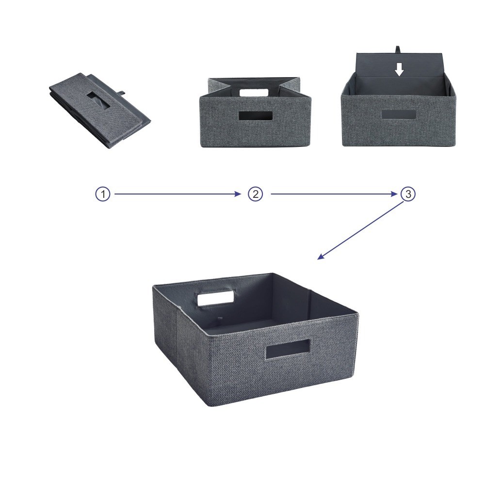 Half-Size Fabric Storage Bin with Textured Gray Finish