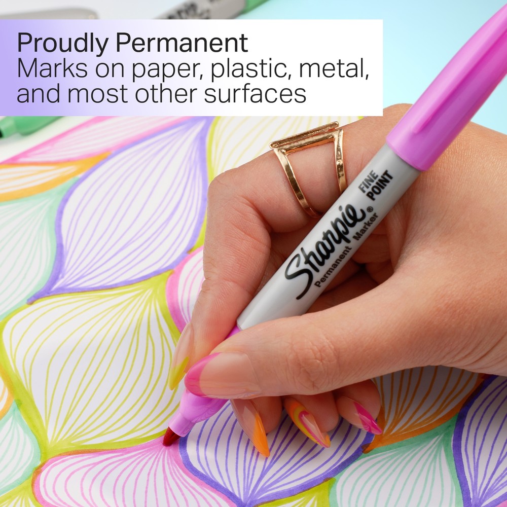 Sharpie Glam Pop Permanent Markers, Fine Point, 12 Count