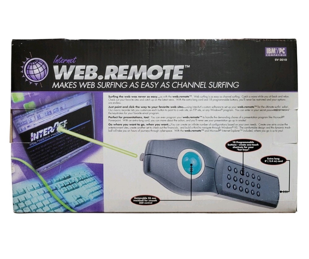 Interact Web.Remote Internet Surfing Remote Control Ball Mouse PC SV-2010 - NIB