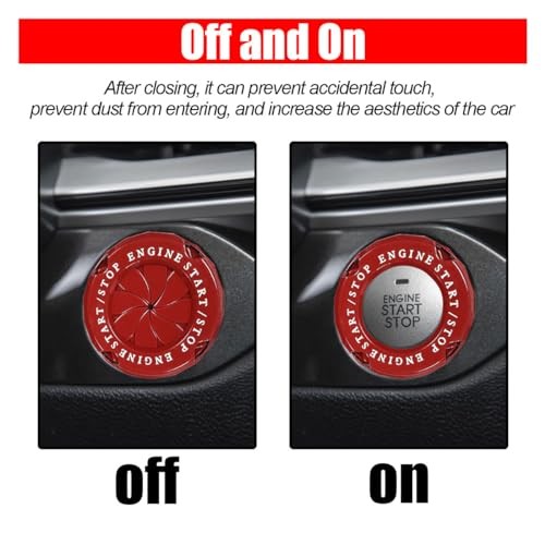 Car Push Start Stop Button Protector, Rotary Ignition Cover - Classic - Red