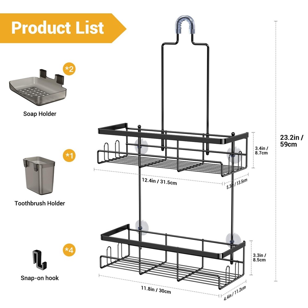 Shower Caddy Hanging Bathroom Organizer: Rustproof Shelf for Inside Shower - ...
