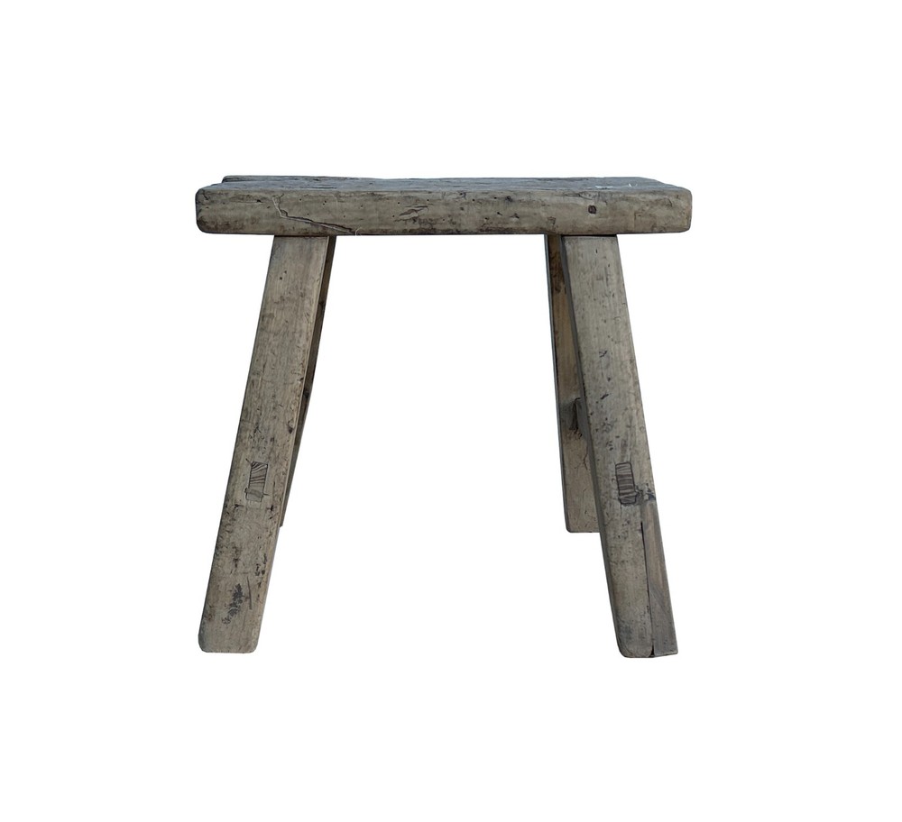 Rustic Raw Rough Wood Grain Rectangle Slim Stool Bench Side Table JK330