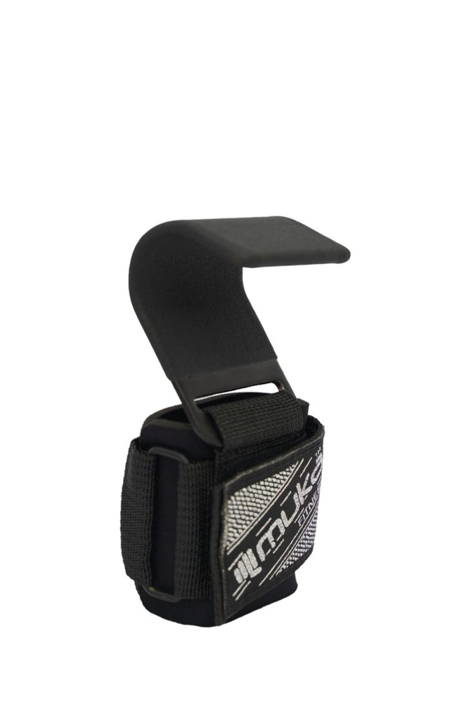 Weight Lifting Hooks(Pair) Non-Slip Rubber Coated Support Adjustable Wrist strap