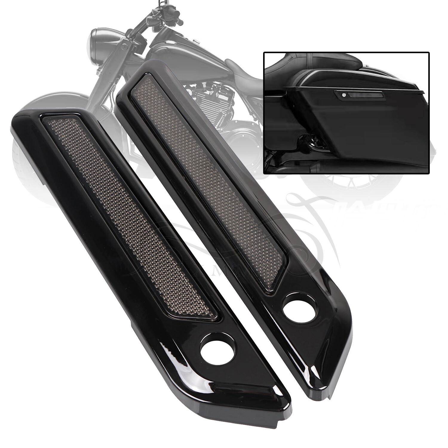 Black Saddle Bag Hinge Latch Covers For Harley Touring Road Street Glide 14-23