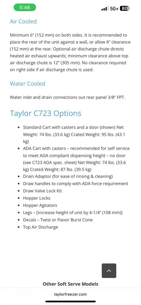 Used Taylor Soft Serve Machine