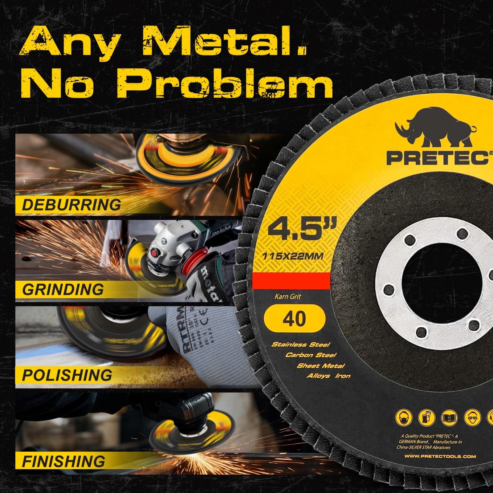 40PACK 4-1/2" Zirconia Flap Disc Set for Angle Grinder, Grinding Wheels 40 Grit