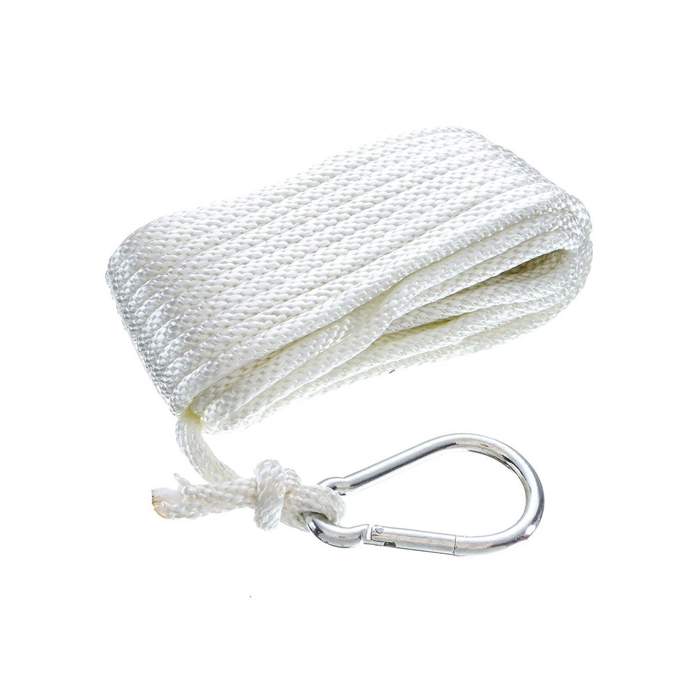 Seachoice 40231 Solid-Braid Nylon Anchor Line, White, 3/8" x 50'